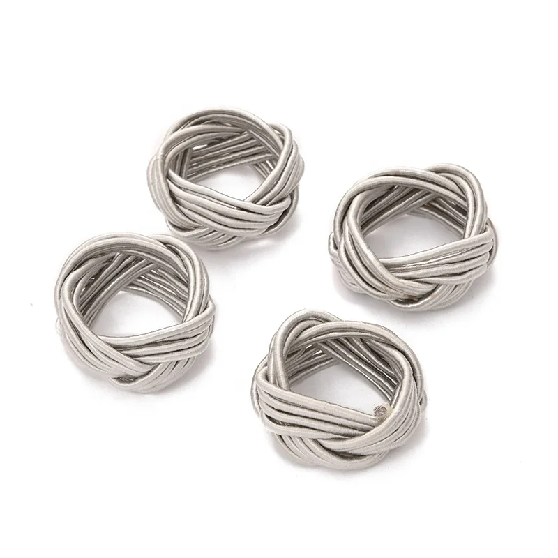

IN STOCK Grey Silver Color Handmade Polyester Wire Napkin Ring For Table Decor, Natural, Home Decoration