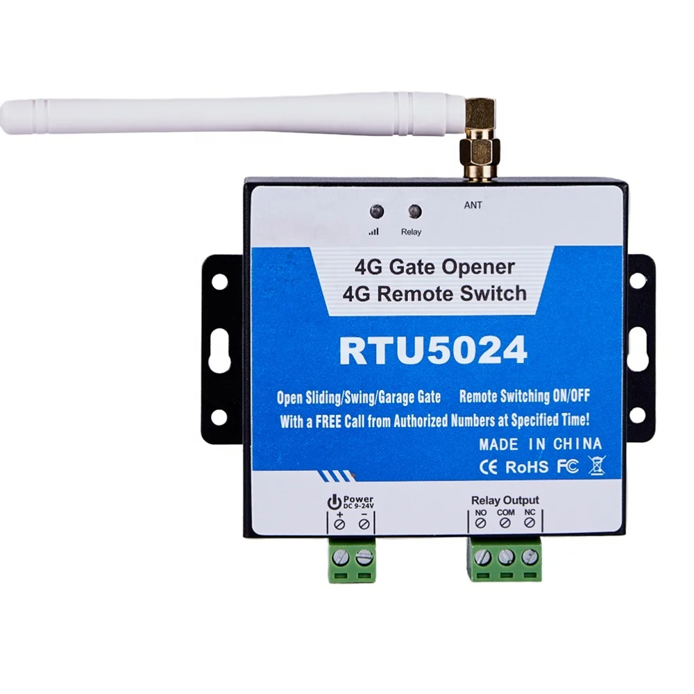 

4G RTU5024 GSM Relay Gate Opener Switch Remote Control Door Access Free Call 850/900/1800/1900MHz Wireless Door Opener