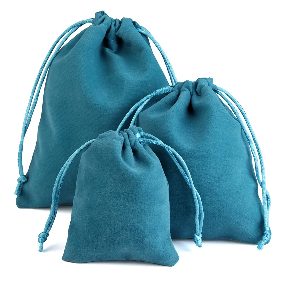 

7x9 cm Custom Logo Short Plush Cotton Velvet Jewelry Bag Gift Packaging Drawstring Pouch
