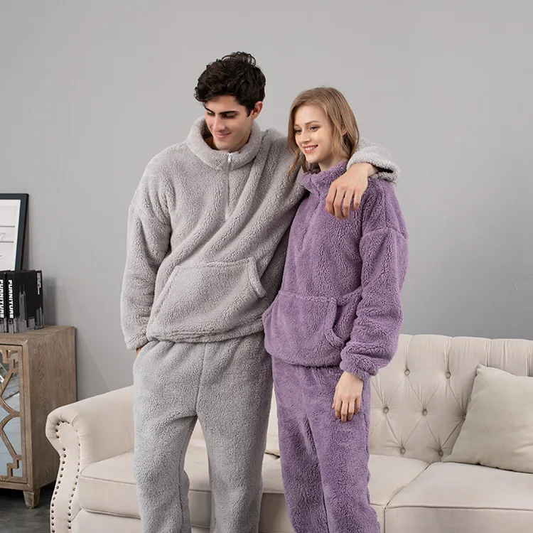 

2021 New Winter Contracted And Relaxed Thicken Can Wear Outside Flannel Fleece Pajamas Keep Warm In Winter
