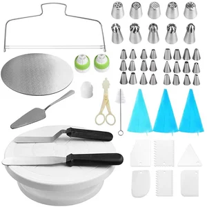 Image of 16 pcs stainless steel reposteria cake decoration tools tips set/cake turntable kit decorating tools icing piping tips