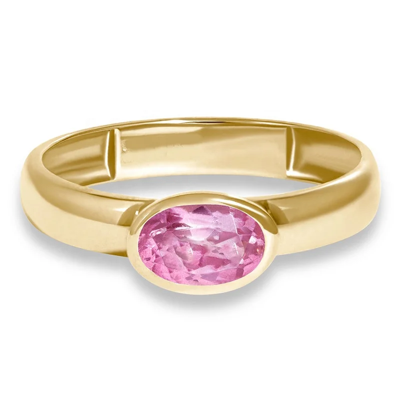 

Gemnel jewelry 2023 new arrivals minimalist oval pink gemstone band fine ring