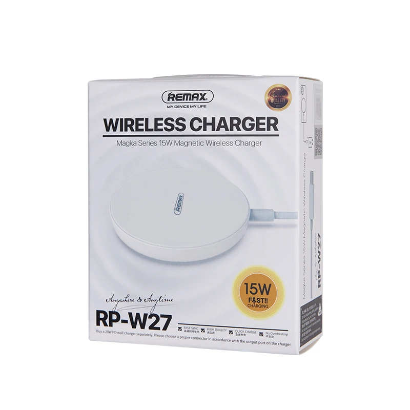 

Remax good price fast universal 15W magnetic Led android wireless chargers for all smart phones, White