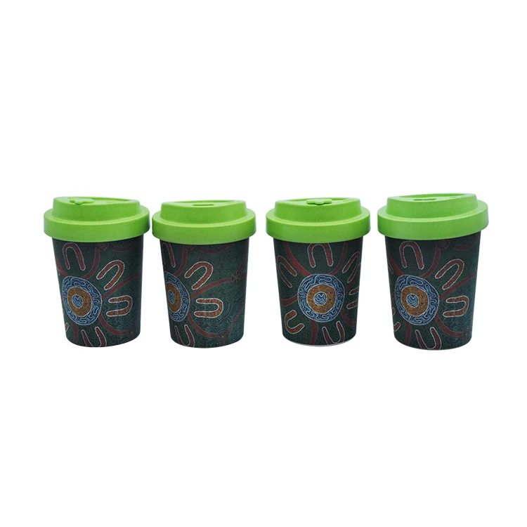 

BPA Free Reusable Bamboo Fiber To Go Coffee Mug Travel Drinking Cup, As picture