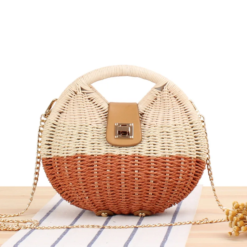 

Wholesale Sales Summer Fashion Designer Shell Shape Ladies Straw Bags Women Beach Raffia Tote Shoulder Handbags, Natural