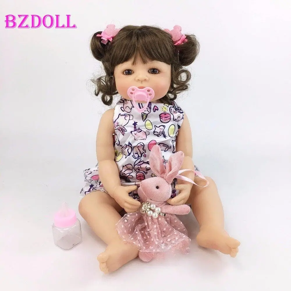 

22" Full Silicone Reborn Doll Lovely Soft Vinyl Newborn Babies Bebe Alive Toy