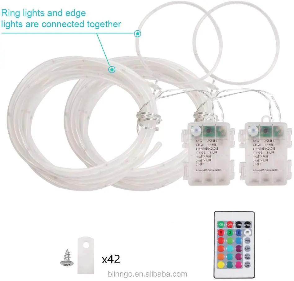 

2021 New Trends Cornhole Light Kit Ring And Edge 2-in-1 Remote Control 16 Colors Change Cornhole Board LED Light, Cold white, warm white, red, blue, green