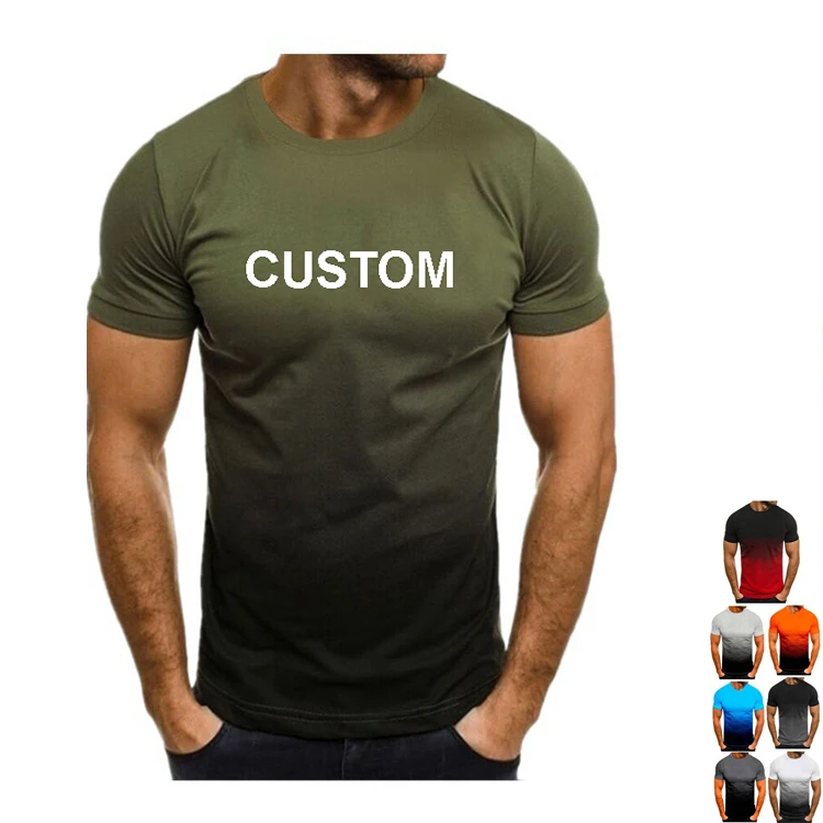 

Wholesale Men's Casual Sports T Shirt Summer Custom Slogan 3d Puff Print Designer Gradual Short Sleeve T-Shirt Men