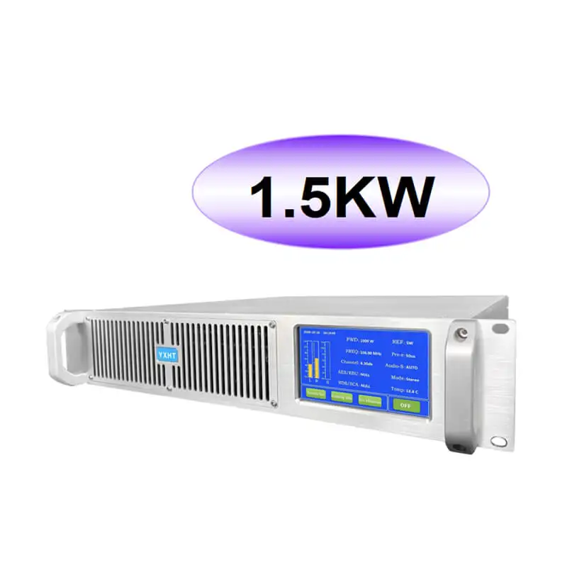

1.5KW FM Transmitter for School, Church, Radio Stations CE, ISO, FCC Digital Touch Screen YXHT-2 Silver Metal 1500Watts