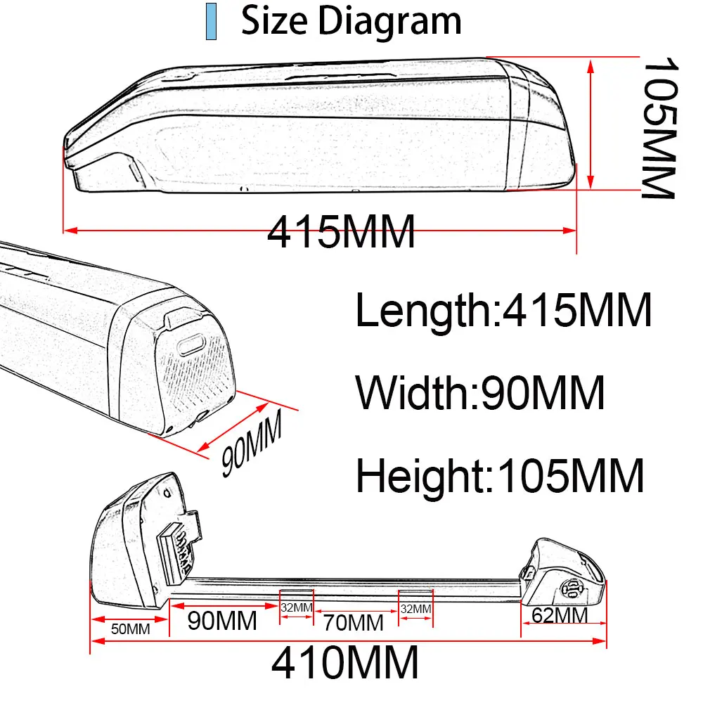 New Design Switch waterproof Downtube Type Case 48V14AH Li-ion Ebike Battery  For 750W/1000W Motor