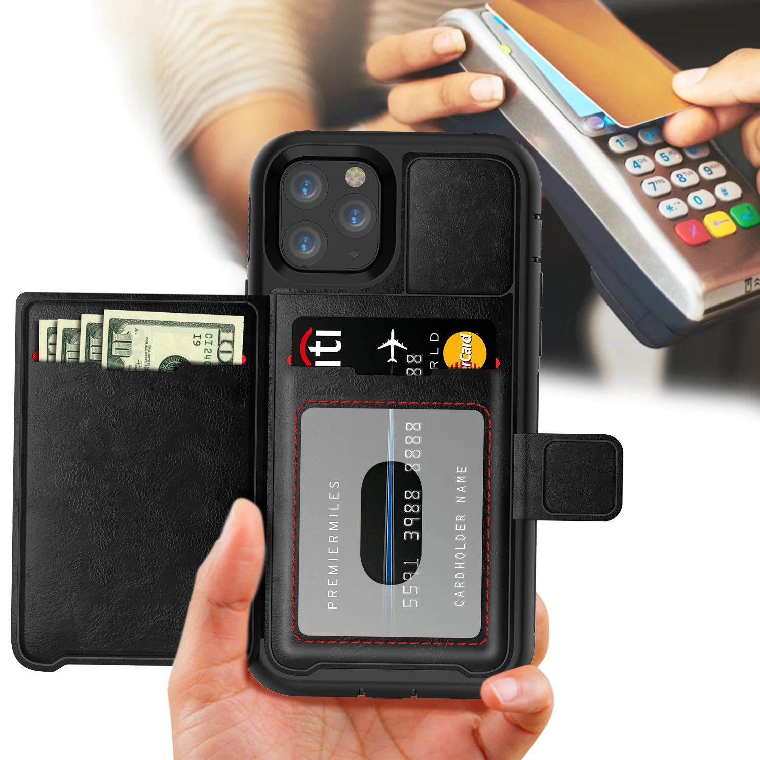 Amazon Hot Products Wallet Leather Carcasa de Telefono para for iPhone 11 Pro Card Slot Phone Case