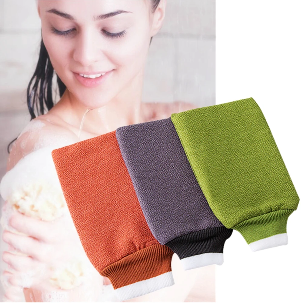 

Exfoliating Mitt,2020 Newest Exfoliating Gloves Dead Skin Removal Bathing Sponge Thick Full Body Exfoliater for Shower/Bath, Champagne/green/gray