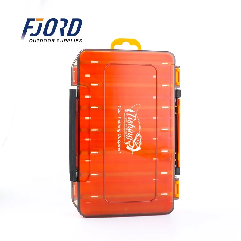 

FJORD Hot Sale Double Sides Small Fishing Lure Box Waterproof Fishing Tackle Boxes with Clear Top, Green orange yellow blue