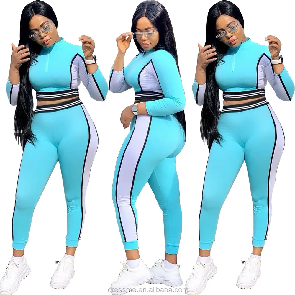 

MT59-5272 Women's trousers long-sleeved winter stitching zipper elastic two-piece