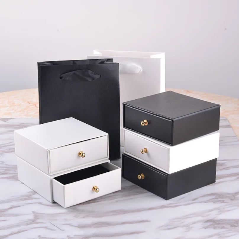 

Drawer box Jewelry black Ring necklace bracelet box custom logo