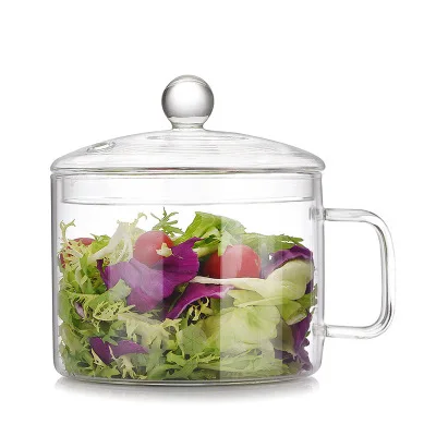 

heat resistant glass soup cooking pot with handles, Clear glass