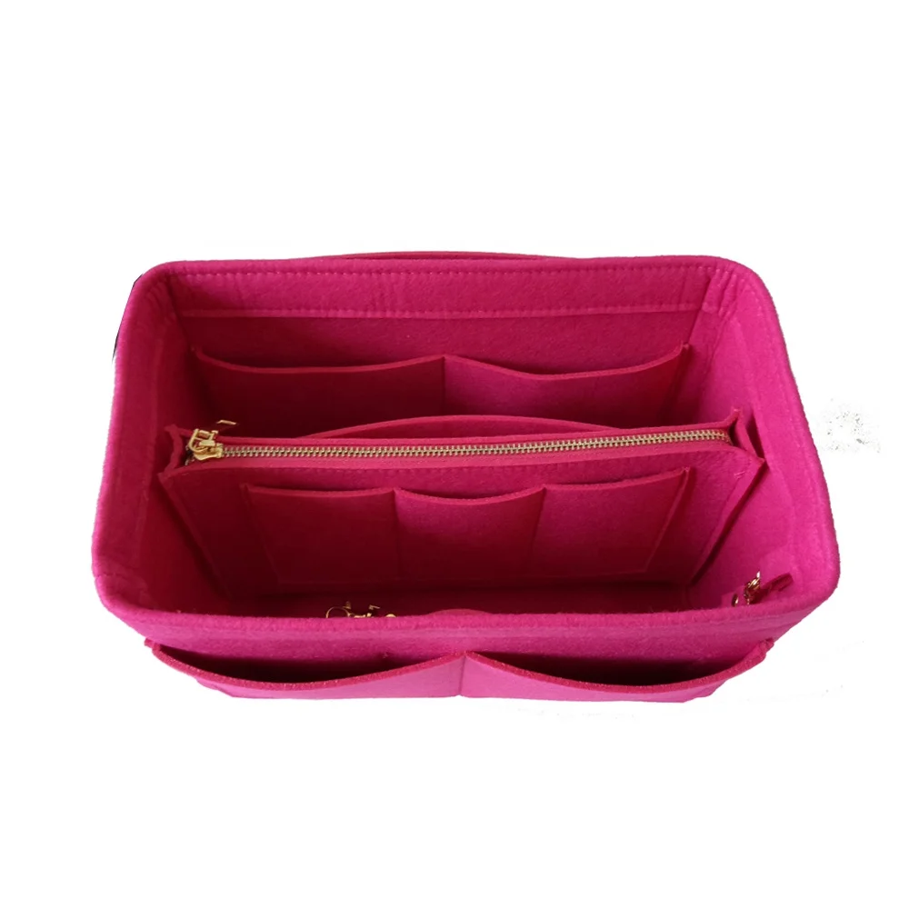 

Eco Friendly Felt Tote Bag Purse Insert Organizer For Luxury Handbag, Red or any color can be customized