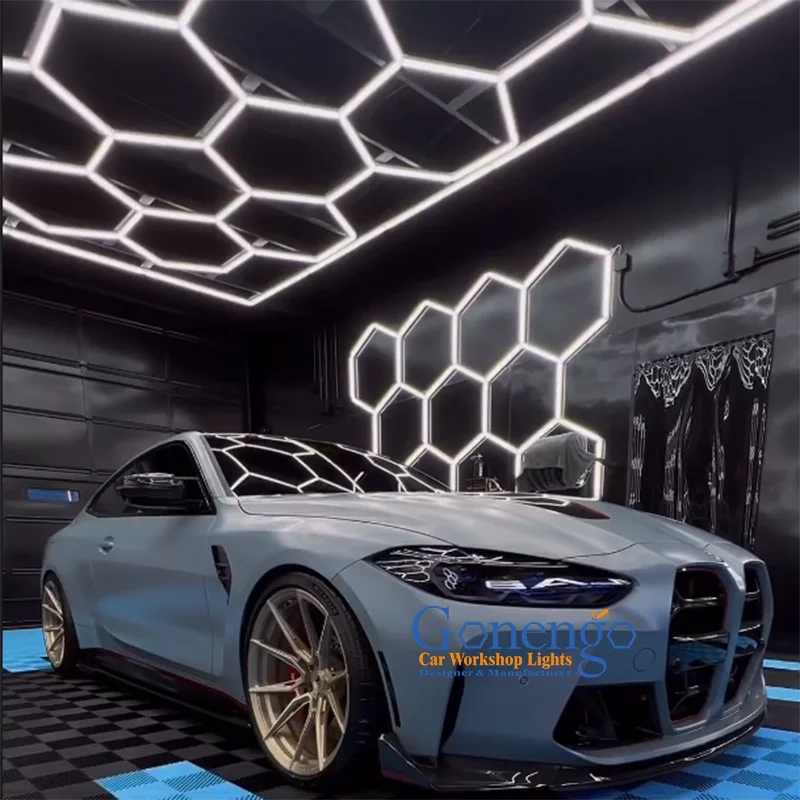 Customized Hive Design Diy Assembled Hexagon Lighting Led Car Care Workshop Lights