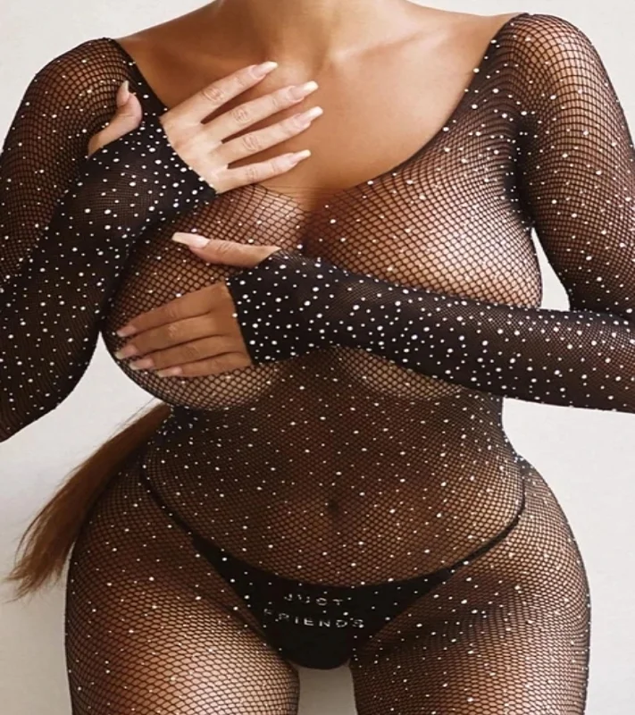 

hot sale pornographie transparent ladies crotchless body transparencia diamond fishnet bodystocking, Black