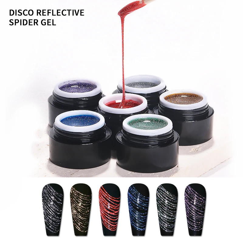 

2021 hot popular 6 colors nail art uv spider gel set broken drill sericin efflective bungee wire drawing gel