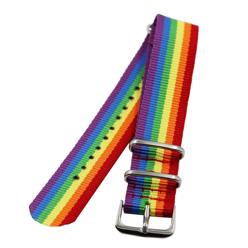 Lesbian Lgbt Pride Guy Rainbow Canvas Bracelet Adjustable Hip Hop Nylon ...