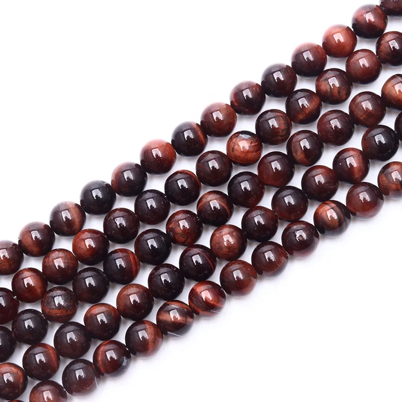 

Natural Gemstone Round Smooth Red Tiger Eyes Beads, 8mm Red Tiger Eye Gemstone in Strands, 100% natural color