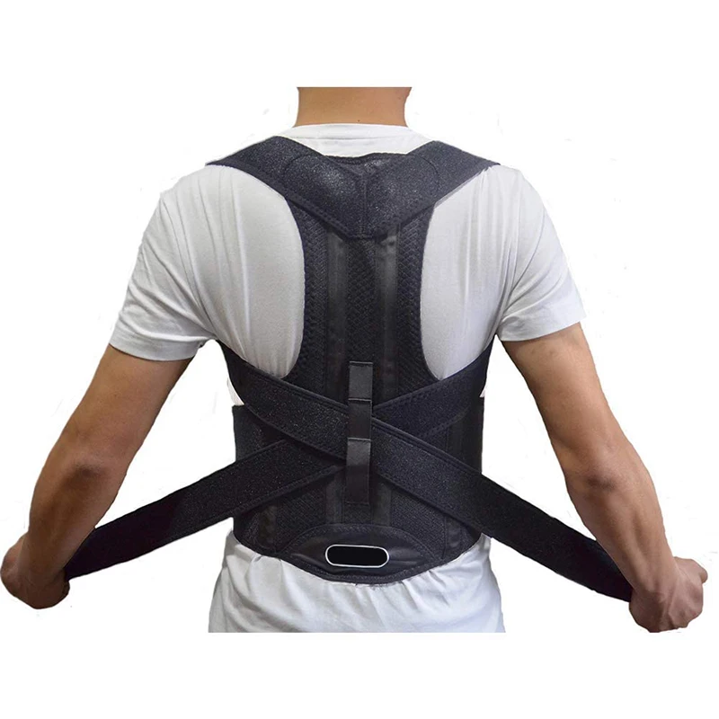 

brace support belt adjustable back posture corrector clavicle spine back shoulder lumbar posture correction safe back support, Black/red/blue customized