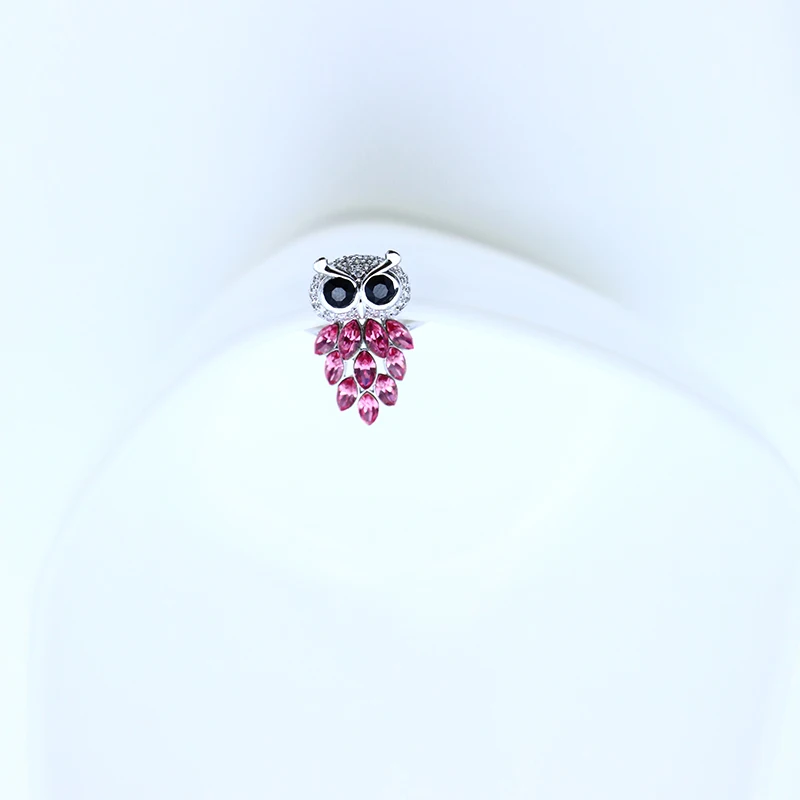 

Wholesale fashion trendy ice cute animal finger eternity name women owl rings jewelry, Customized