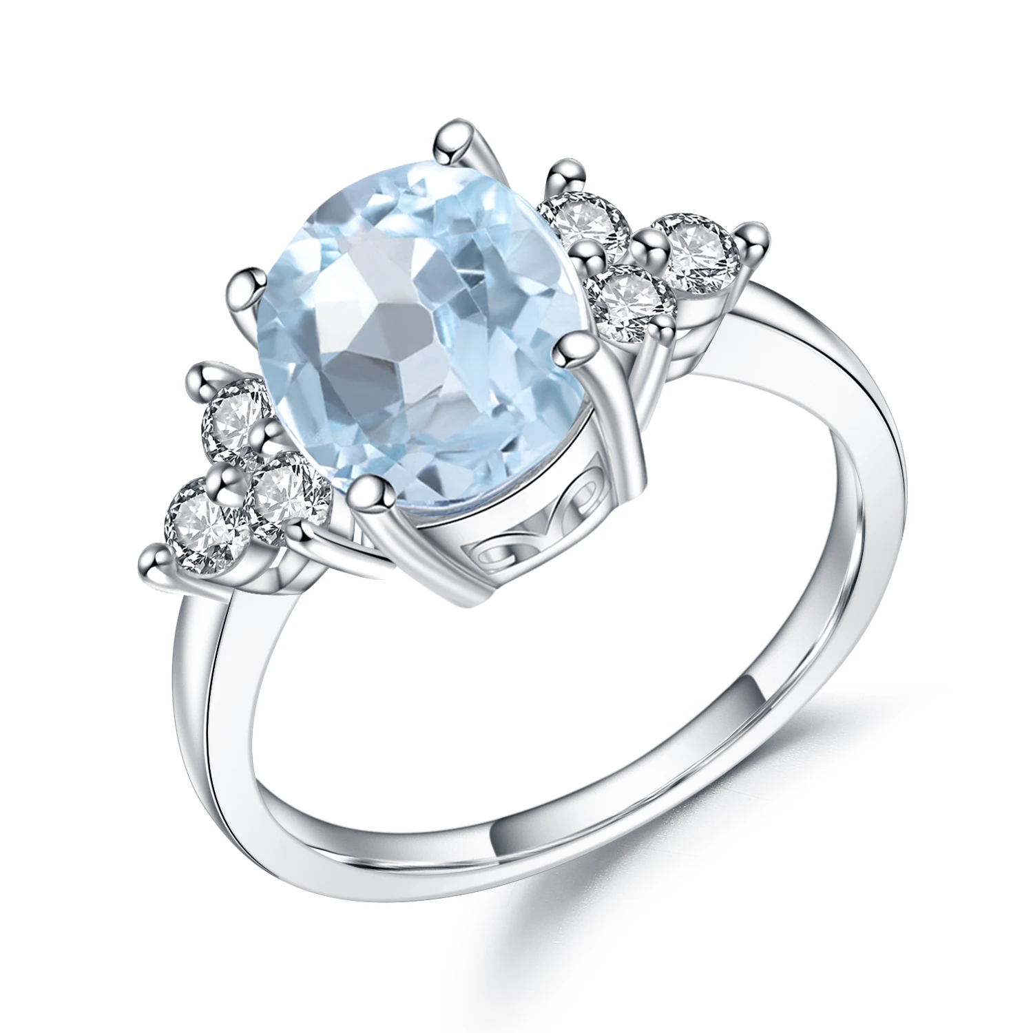 engagement les pierres précieuses sterling silver aquamarine bague mariage 