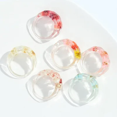 

2021 Best Selling Korean Fashion Colorful Acrylic Rings Jewelry Custom Geometric Resin Ring for Women, Picture shows