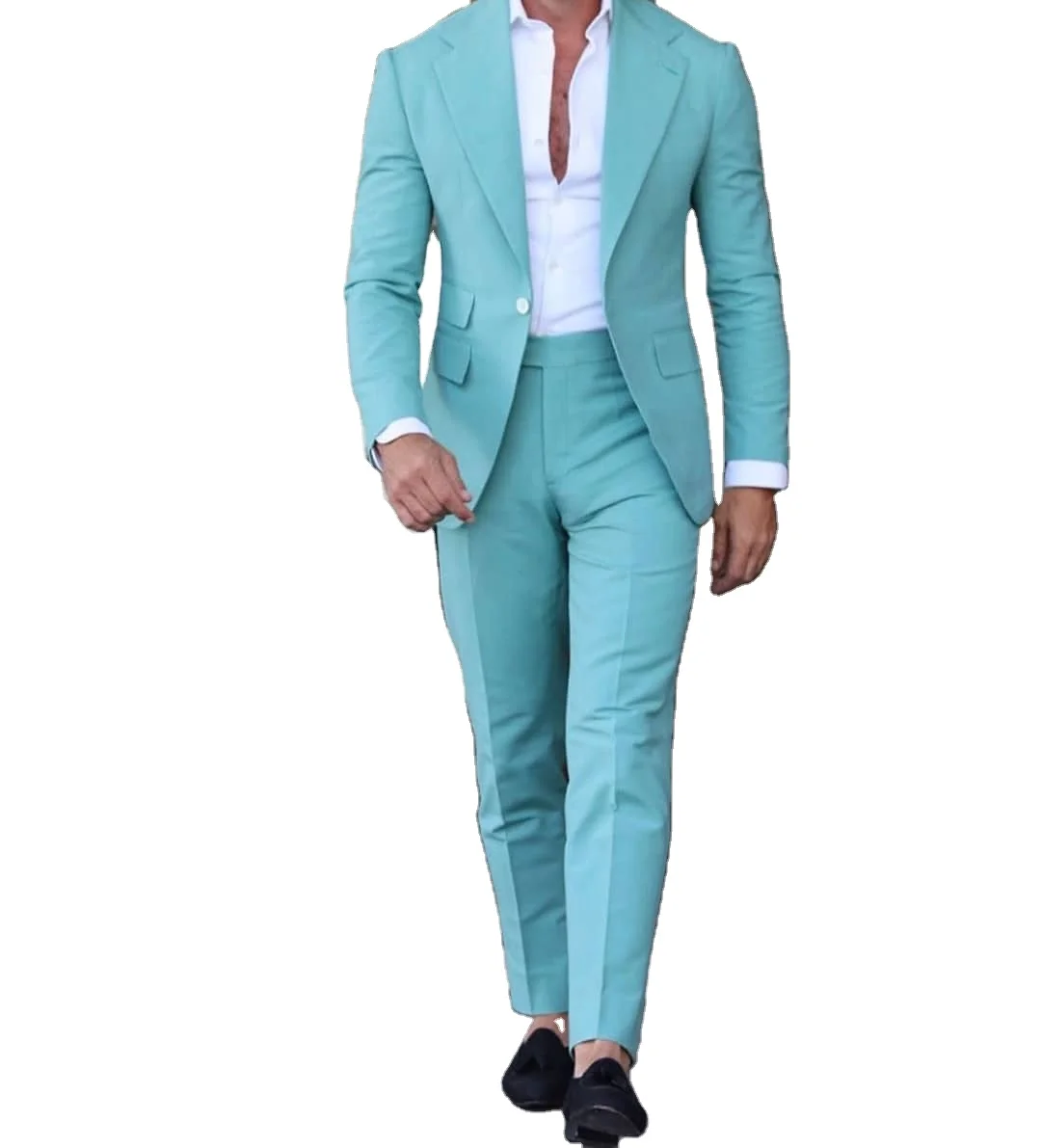 

Sky Blue Single Breasted 2 Pieces Latest Men Suit Design Casual Slim Suit Design Men Wedding Suits For Man Custom Made