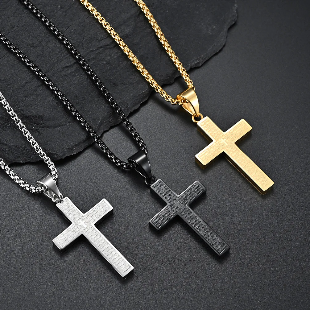 

China Wholesale 316L Stainless Steel Cross Necklace Personality Large Hip Hop Cross Pendant For Men