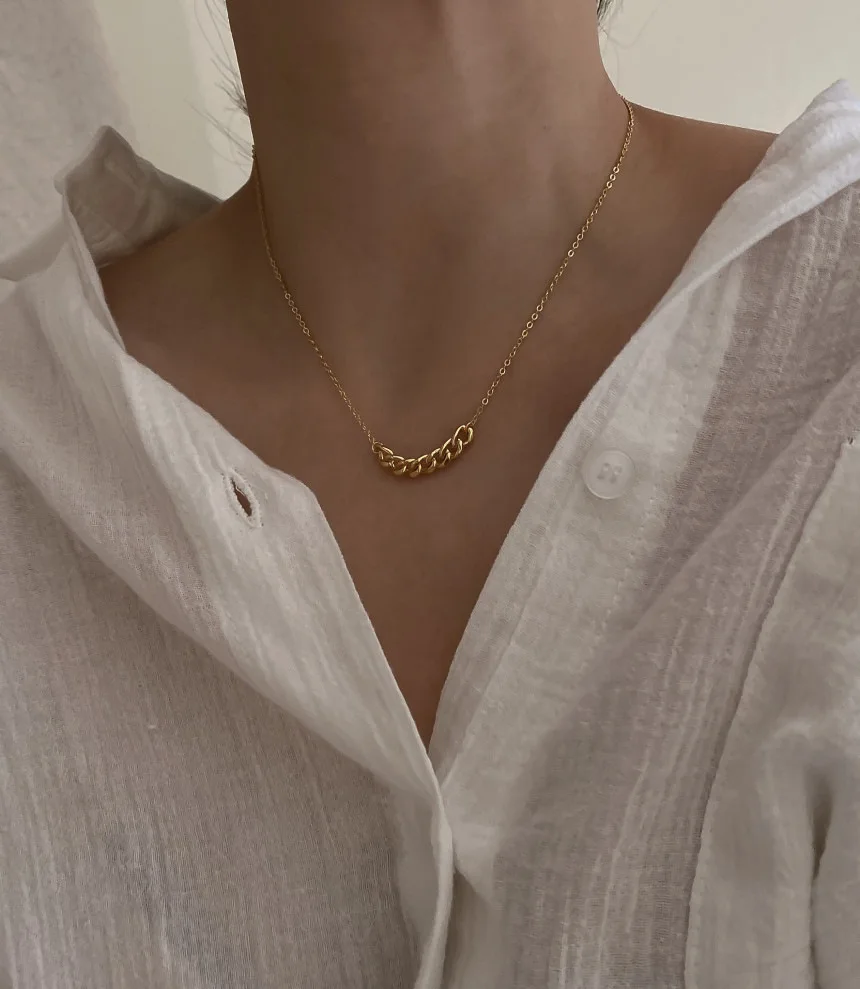 

2021 Minimalist Gold Silver Thick Cuban Chain Necklaces Geometric Curb Link Necklaces