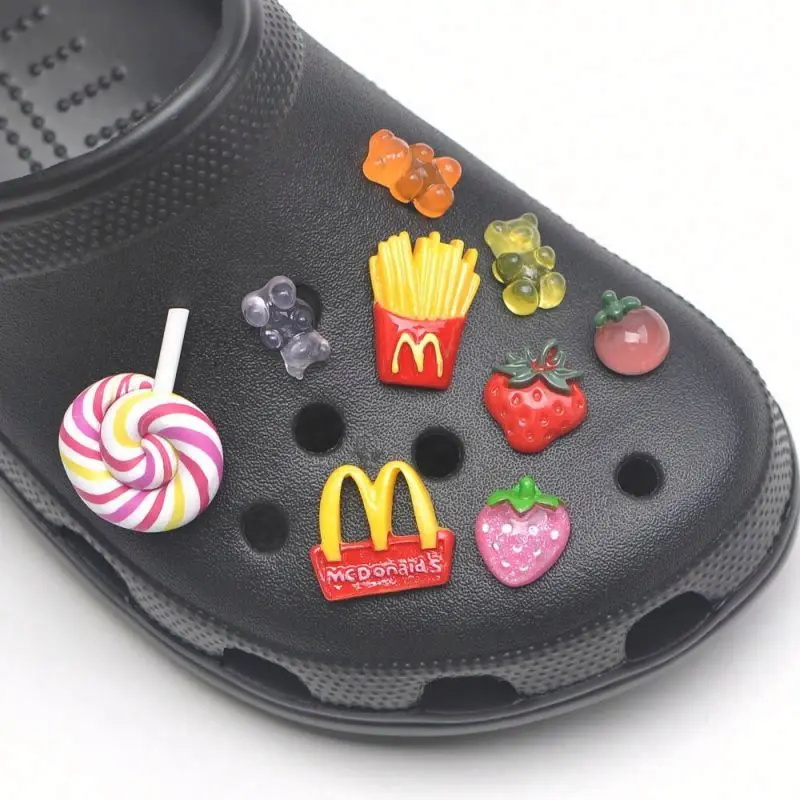 

10pcs/pack Lovely fruit resin shoe charms buckles shoes decoration accessories for croc shoes, As pictures or oem