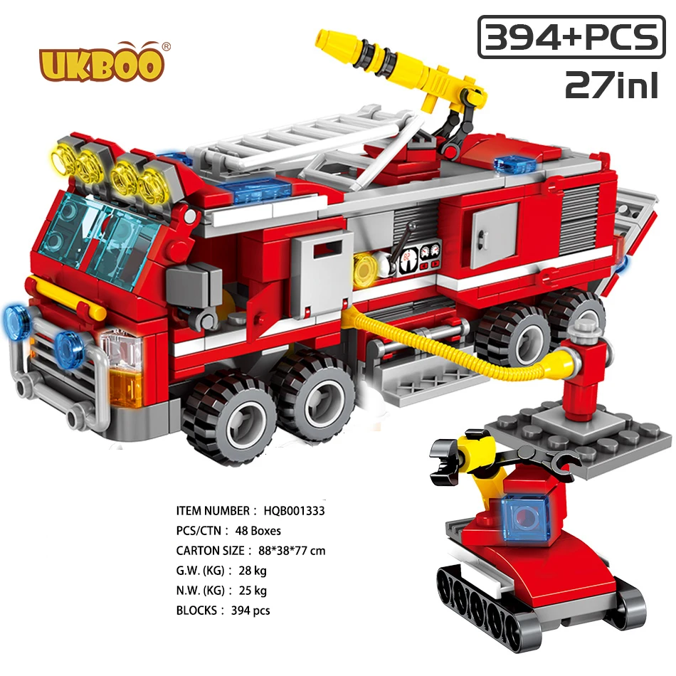 

Fire engine toy 394 pcs fire fighting truck toys building blocks