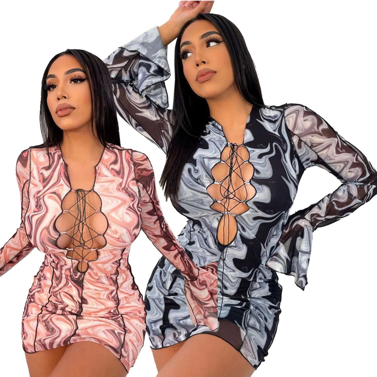 

2021 summer Line hollowing out woman tops fashionable dresses 100% polyester casual dresses