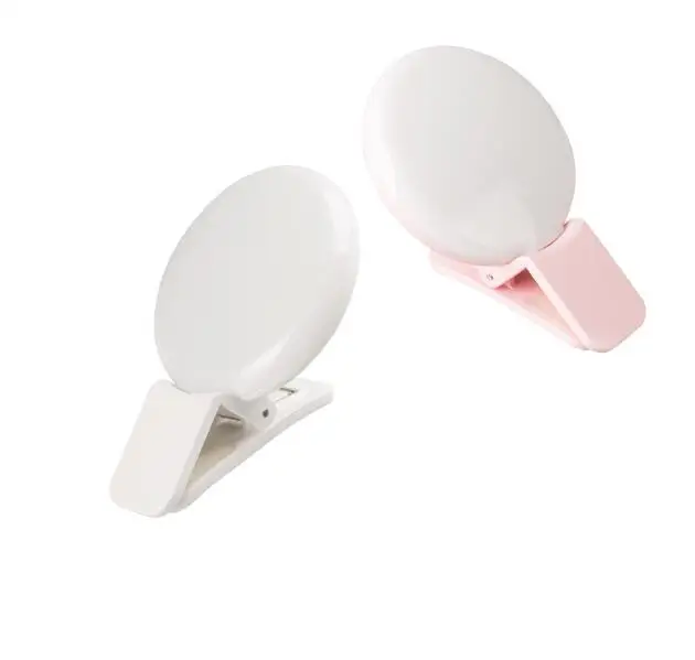 

Mini Round Shape 9 LED Selfie Light Clip on Circle Light with Battery Powered LED Ring Light, White , pink , black , blue