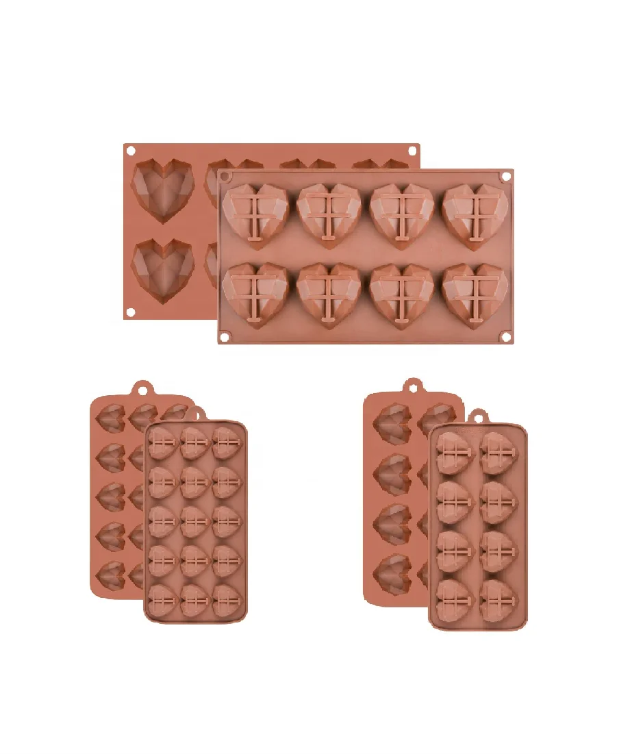 

OEM ODM Christmas 3d soap candle chocolate cake baking heart silicone mold for baking, Brown