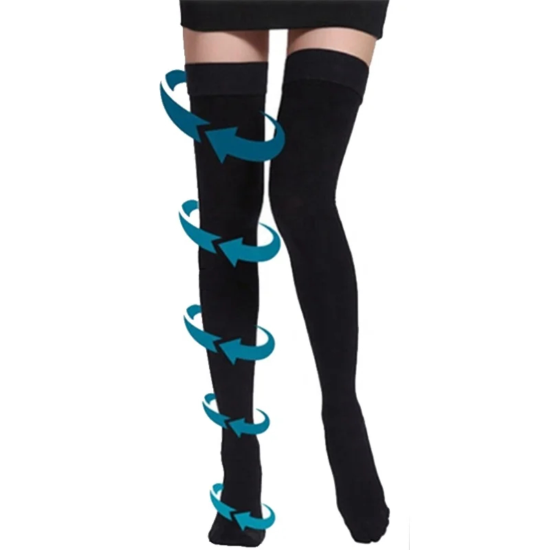

New thigh high medical anti embolism graduated compression stockings nursing for wholesale, Black &nude