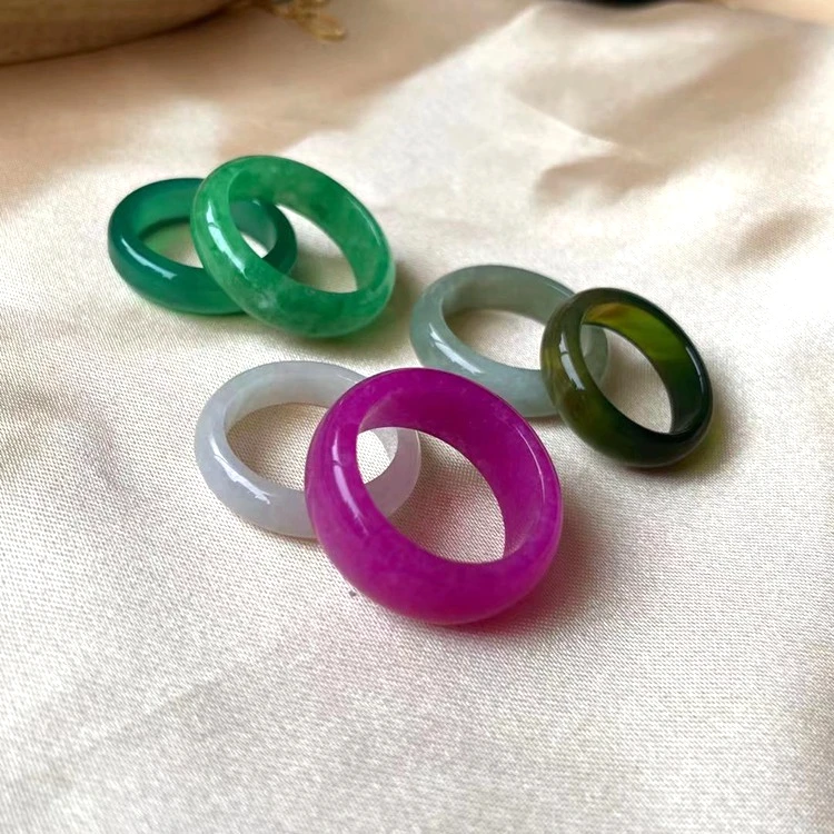 

Wholesale Cheap white lavender Green Jade birthstone finger rings women