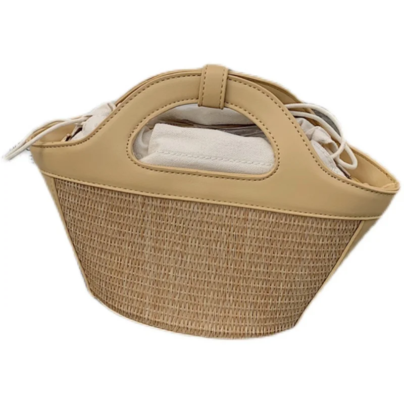 

New Fashion Ladies Beach Straw Woven Tote Bucket Bag Purse Custom New 2021 Summer Handbags, More color