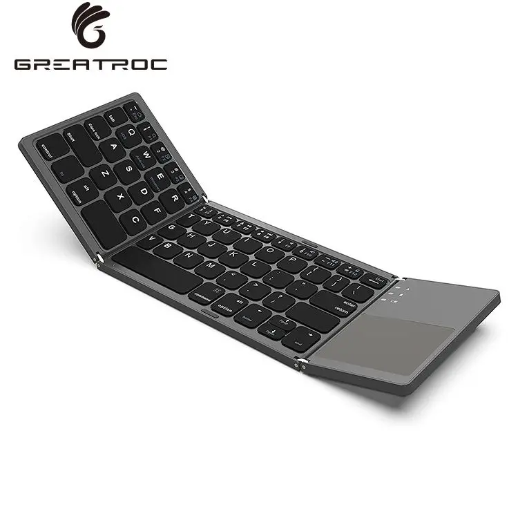 

Great Roc CE certificate foldable keyboard 3 layout BT3.0/5.1 with touchpad office folding wireless keyboard for apple logitech, Black/silver/pearl grey/white