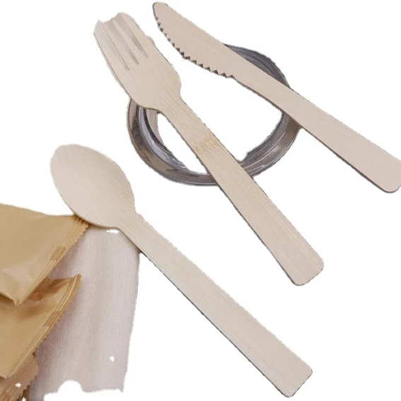 

Wholesale Disposable Bamboo Wood Knife Spoon Fork Cutlery Set, Natural/carbonized