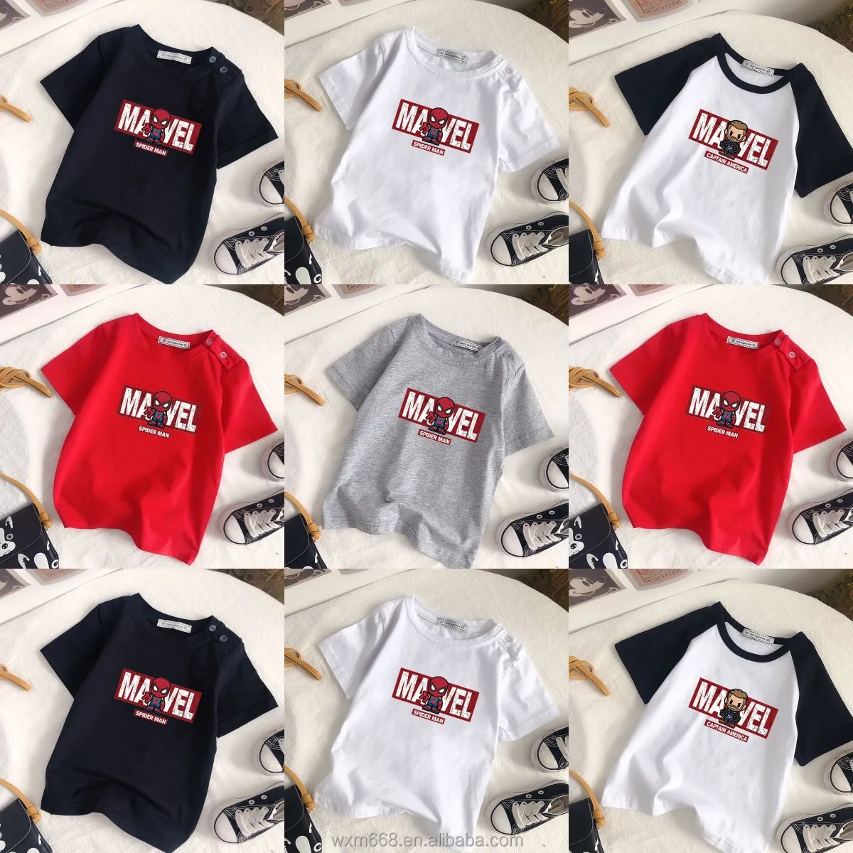 

Boys T shirts cotton printed short sleeves new factory wholesale children T shirts cheap girls short sleeves