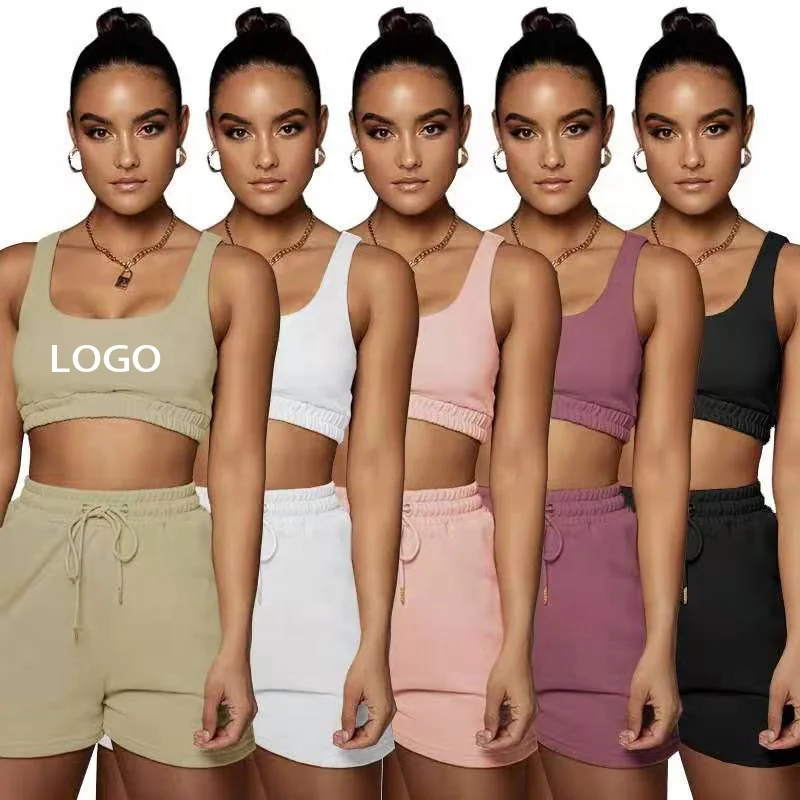 

Trending Products 2021 New Arrival Two Piece Short Set Jogger Crop Top Short Sets For Women Sweatsuit Women Summer Short Set