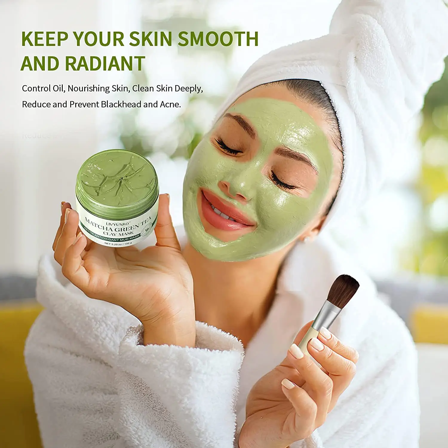 

Bentonite Clay Face Mask Mud Green Tea Matcha Facial Deep Purifying Cleaning Mask Price Magical Green Tea Mud Solid Mask Oem