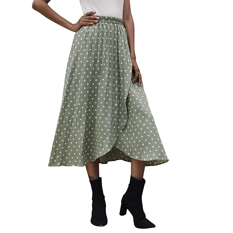 

Women Sexy Dot Skirt Chiffon Polka Dot Skirts Big Swing Irregular Skirt