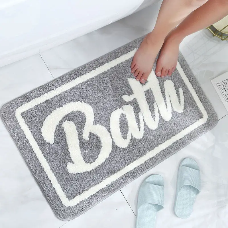 

i@home in stock fluffy quick drying absorbent custom bathroom floor non slip bath mat, Light grey/light green/blue/light blue/brown