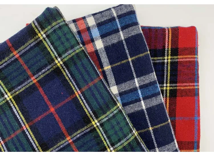 Tartan Plaid 100% Cotton Yarn Dyed Brushed Flannel Breathable Fabric ...