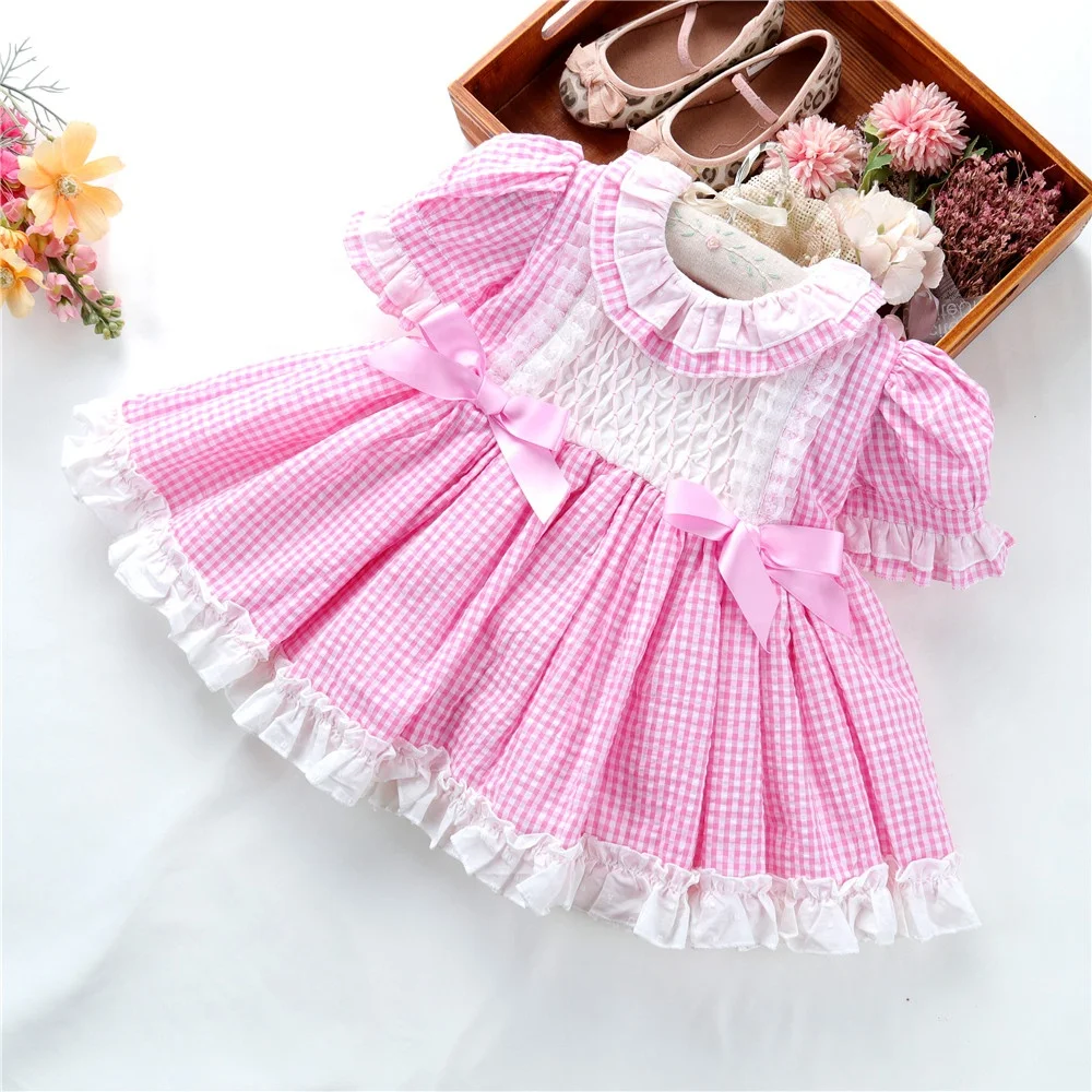 

B042863 white baby dresses girls smocked dress hand made cotton kids clothes wholesale children clothing boutiques